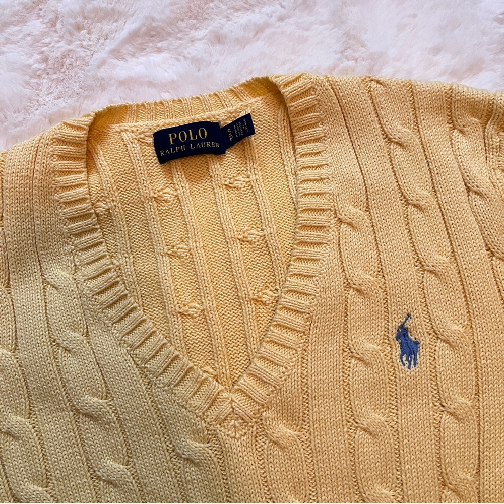 Polo Ralph Lauren V-Neck Sweater in Soft Yellow
